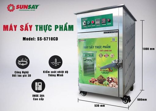 Máy sấy thực phẩm 10 khay với công nghệ gió đối lưu 3D hiện đại