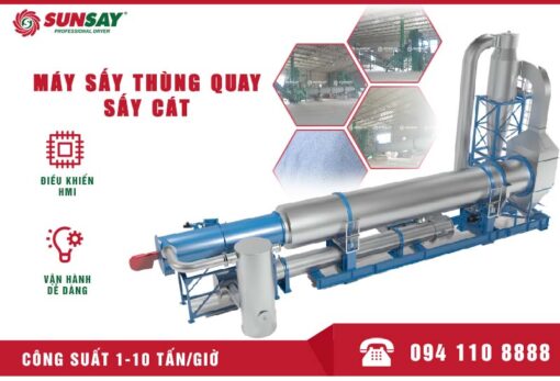 máy sấy cát trang bị công nghệ thùng quay